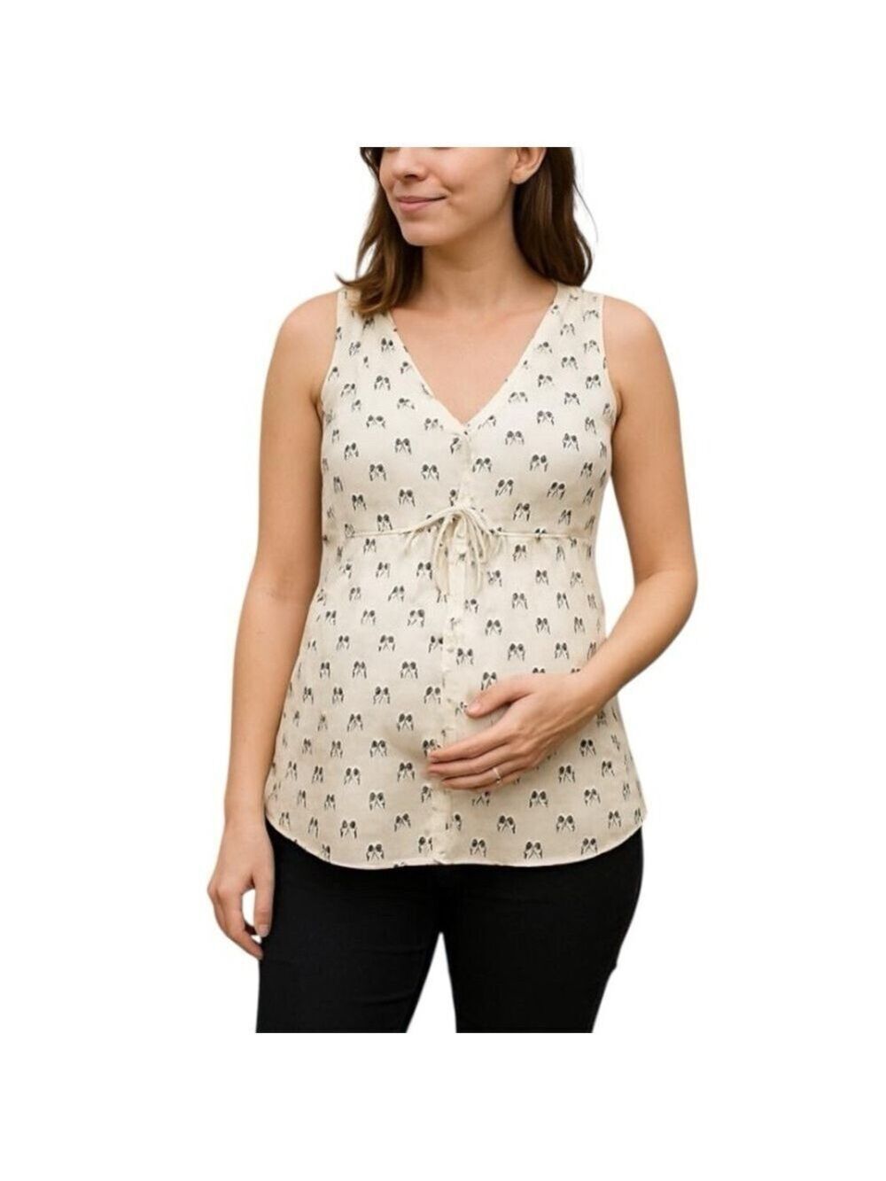 NWT Stork & Babe Sleeveless White Zebra Print Maternity Top XXS